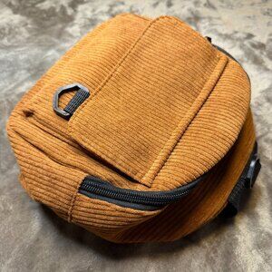 Mini Backpack Fabric Brown Black Zipper straps